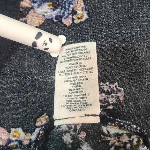 Free People Sz S Sleeveless Black Floral Swing Mini Dress Pockets Gauzy Boho - Picture 12 of 14